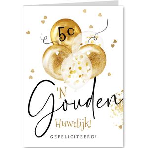 Felicitatiekaart 50 jaar getrouwd ballonnen gouden huwelijk