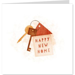 Felicitatiekaart happy new home met sleutelbos