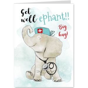 Lieve beterschapskaart get well olifant dokter