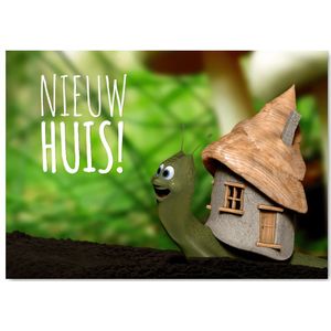 Slakje met nieuw huis verhuiskaart