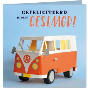 Geslaagd kaart met volkswagenbusje