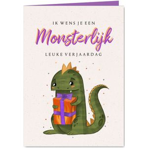 Verjaardagskaart monsterlijke verjaardagskaart dino
