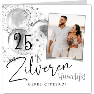 Felicitatie 25 jaar getrouwd zilver ballonnen confetti foto