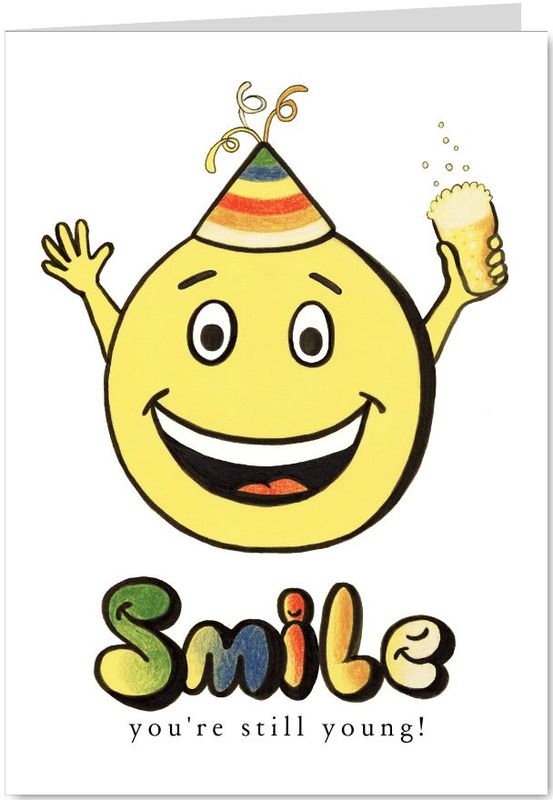 Felicitatiekaart van smiley emoticon met biertje