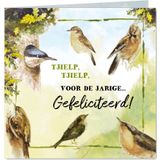 Verjaardagskaart tjielpende vogels