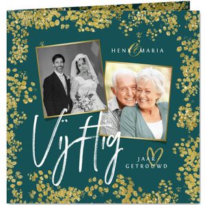 Jubileum uitnodiging 50 jaar vijftig goud confetti foto