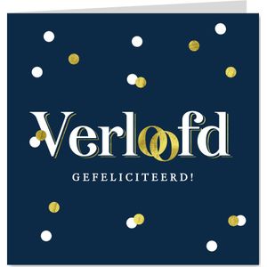 Felicitatiekaart klassiek verloofd ringen goud confetti