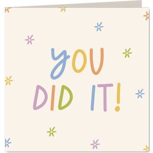 Geslaagdkaart 'you did it!' met gekleurde bloemetjes