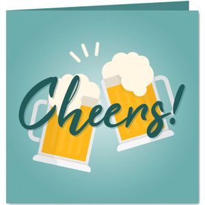 Verjaardagskaart met proostende bierglazen Cheers!
