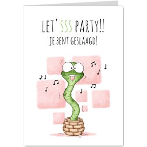Geslaagd kaart swingende slang 'let'sss party'