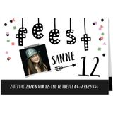 Kinderfeestje meisje confetti fotokaart met slinger