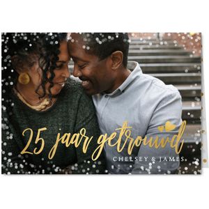 Uitnodiging jubileum 25 jaar getrouwd met goud en confetti