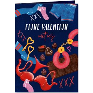 Ondeugende valentijnskaart handboeien en ondergoed