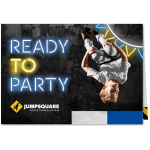 Jumpsquare kinderfeest uitnodiging jongen