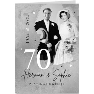 Jubileumfeest uitnodiging 70 jaar platina huwelijk foto