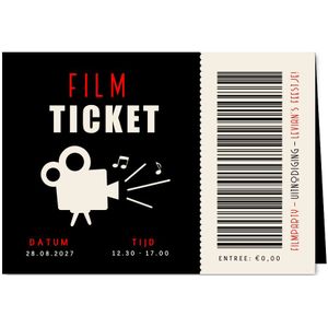 Uitnodiging kinderfeestje - ticket filmfeestje met camera