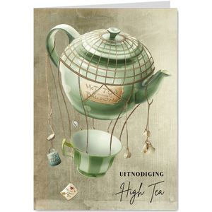 Uitnodiging High Tea scrapbook theepot