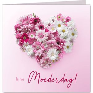 Moederdagkaart met hart van bloemen