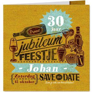 Jubileum uitnodiging stempel geel drank