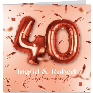40 jaar getrouwd uitnodiging jubileum confetti robijn rood