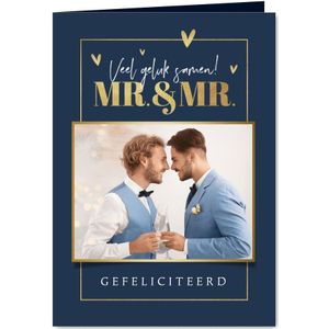 Felicitatiekaart huwelijk gay homo mr. and mr. foto hartjes