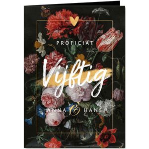Felicitatiekaart jubileum huwelijk 50 jaar bloemen