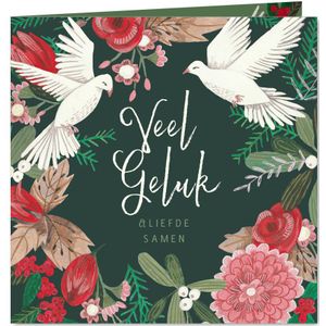 Felicitatiekaart duiven voor een huwelijk of verloving