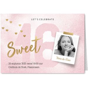Uitnodiging Sweet Sixteen meisje roze
