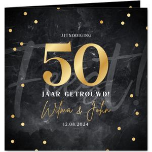 Jubileum uitnodiging 50 jaar getrouwd gouden confetti