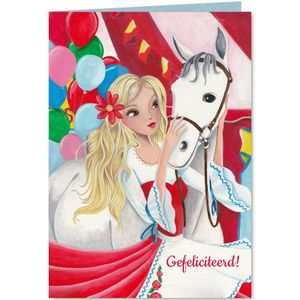 Verjaardagskaartje paarden meisje