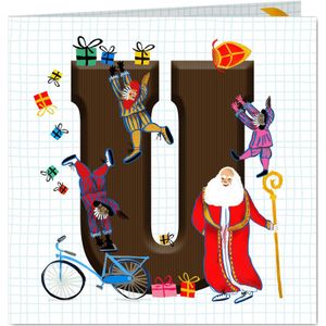 Sinterklaas kaart met chocolade-letter U