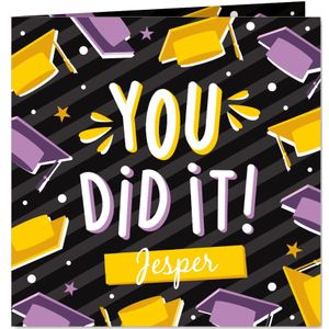 Felicitatie kaart geslaagd - You did it met geslaagd hoedjes
