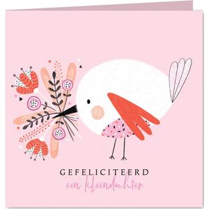 Felicitatie kleindochter vogel bloemen