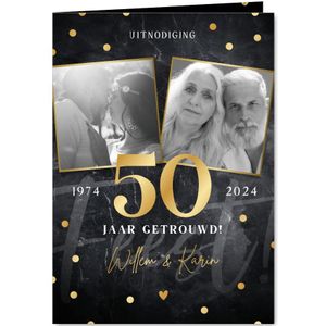 Jubileum uitnodiging 50 jaar getrouwd foto's en confetti