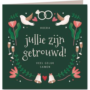 Felicitatiekaartje bruiloft jullie zijn getrouwd folk