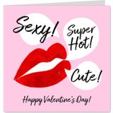 Trendy Valentijnskaart sexy lippen watercolor tekstwolkjes