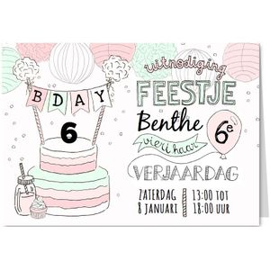 Kinderfeestje taart mint roze
