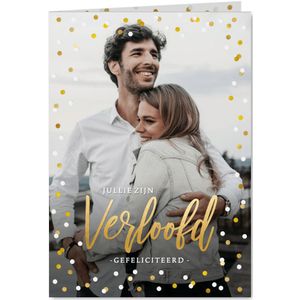 Felicitatiekaart verloving met eigen foto en confetti