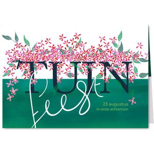 Uitnodiging tuinfeest illustratie bloemetjes