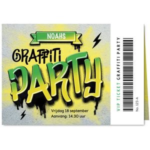 Stoere uitnodiging kinderfeestje graffiti ticket