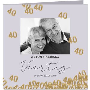 Stijlvolle uitnodiging huwelijk jubileum 40 jaar confetti