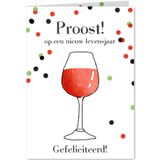 Verjaardagskaart wijn confetti