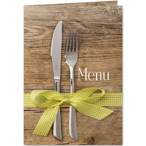 menukaart hout met bestek