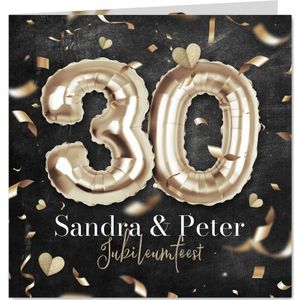 30 jaar getrouwd uitnodiging jubileum parelmoer confetti