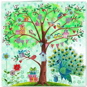 Felicitatie Boom vogeltjes Bloem