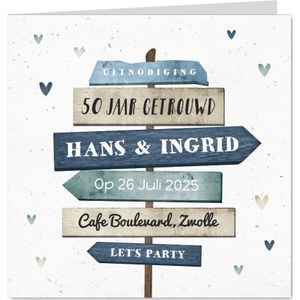 Uitnodiging jubileumfeest gegwijzers 50 jaar getrouwd