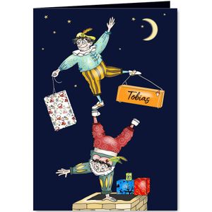 Sinterklaas - acrobaten pieten op de schoorsteen