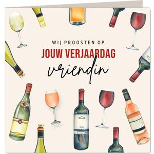 Verjaardagskaartje wijntjes en borrelplank
