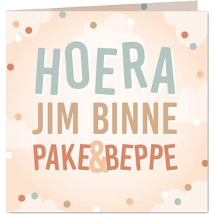 Felicitatiekaart Fries 'jim binne pake en beppe'