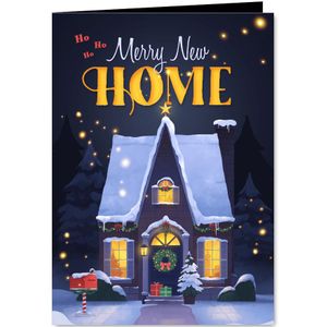 Verhuiskaart nieuw huis new home illustratie winter Kerstmis